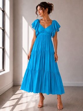 444. Sky Romance Open-Back Maxi Dress